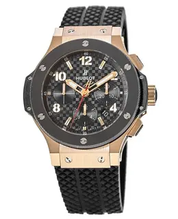 Hublot Big Bang 44mm 18K Rose Gold Ceramic Bezel Rubber Strap Men's Watch 301.pb.131.rx