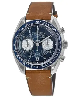 Omega Speedmaster Chronoscope Co-Axial Master Chronometer Chronograph 43 mm Blue Dial Leather Strap Men's Watch 329.32.43.51.03.001 329.32.43.51.03.00