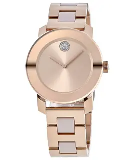 Movado 3600639 - Authentic Bold Ceramic Watch with Rose Gold-tone Dial