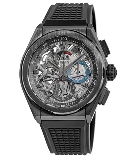 Zenith Defy El Primero 21 Skeleton Dial Ceramic Case Rubber Strap Men's Watch 49.9000.9004/78.r782