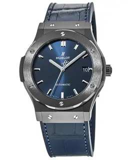 Hublot Classic Fusion 42mm Ceramic Blue Dial Leather Strap Men's Watch 511.cm.7170.lr