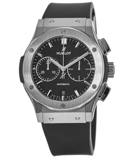 Hublot Classic Fusion Chronograph 45mm Black Dial Titanium Case Rubber Strap Men's Watch 521.nx.1171.rx
