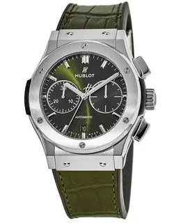 Hublot Classic Fusion Chronograph Green Dial Green Leather Strap Men's Watch 521.nx.8970.lr