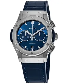 Hublot Classic Fusion Chronograph Blue Dial Leather Strap Men's Watch 541.nx.7170.lr
