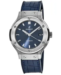 Hublot Classic Fusion Automatic Titanium Case Blue Dial Leather Strap Men's Watch 565.nx.7170.lr