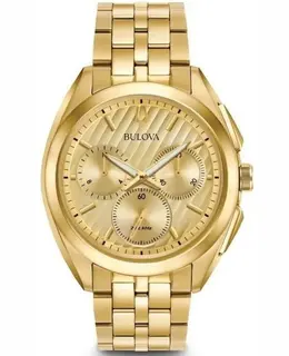 Bulova Curv Chronograph Yellow Gold Tone Stainless Steel Men's Watch 97a125