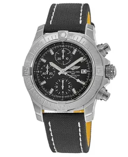 Breitling Avenger Chronograph 43 Black Dial Fabric Deployment Strap Men's Watch a13385101b1x2