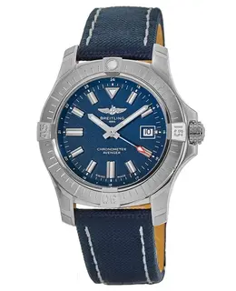 Breitling Avenger Automatic 43 Blue Dial Military Leather Strap Men's Watch a17318101c1x1