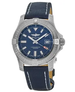 Breitling Avenger Automatic 43 Blue Dial Leather Strap Men's Watch a17318101c1x2
