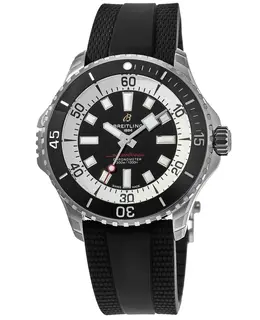 Breitling Superocean Automatic 46 Black Dial Rubber Strap Men's Watch a17378211b1s1