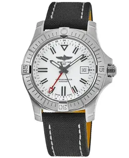 Breitling Avenger Automatic GMT 43 White Dial Leather Strap Men's Watch Model A32397101A1X1