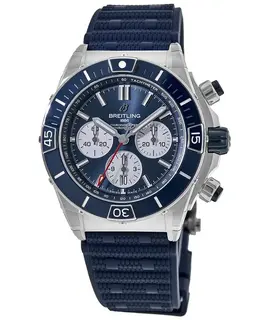 Breitling Super Chronomat Automatic Blue Dial Rubber Strap Men's Watch ab0136161c1s1