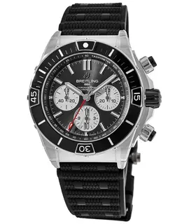 Breitling Super Chronomat B01 44 Black Dial Rubber Strap Men's Watch ab0136251b1s1