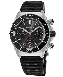 Breitling Super Chronomat B01 44 Black Dial Rubber Strap Men's Watch ab0136251b2s1