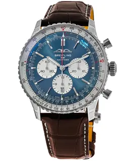 Breitling Navitimer B01 Chronograph 46 Blue Dial Leather Strap Men's Watch ab0137211c1p1