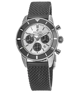 Breitling Superocean Heritage Chronograph 44 Silver Dial Rubber Strap Men's Watch ab0162121g1s1