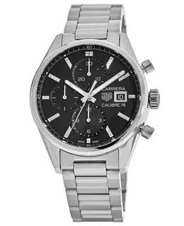 Tag Heuer Carrera Calibre 16 Chronograph Automatic Black Dial Steel Men's Watch cbk2110.ba0715