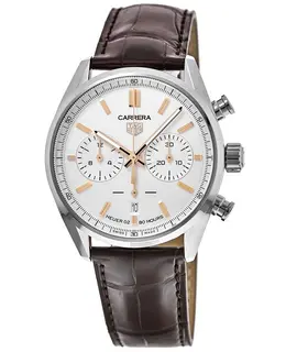 Tag Heuer Carrera Calibre Heuer 02 42mm White Dial Leather Strap Men's Watch cbn2013.fc6483