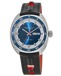 Hamilton American Classic Pan Europ Auto Blue Dial Black Leather Strap Men's Watch h35405741