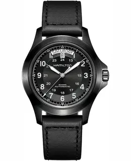 Hamilton Khaki Field King Auto Black Dial Leather Strap Men's Watch h64465733