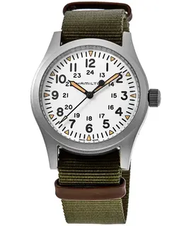 Hamilton Khaki Field Mechanical White Dial Textile Strap Men's Watch h69529913