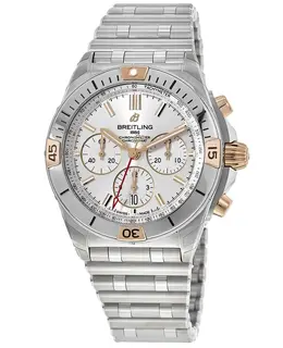 Breitling Chronomat B01 42 Silver Chronograph Dial Rose Gold & Steel Men's Watch ib0134101g1a1