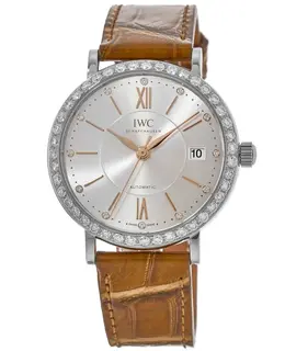 IWC Portofino Automatic Silver Original Diamond Dial with Custom Diamond Bezel Women's Watch iw458101-cd
