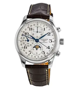 Longines Master Collection Moonphase 42mm Silver Chronograph Dial Leather Strap Men's Watch l2.773.4.78.3