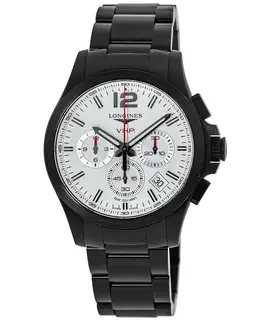 Longines Conquest V.H.P. Black Steel Silver Chronograph Dial Men's Watch l3.717.2.76.6