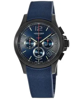 Longines Conquest V.H.P. Blue Chronograph Dial Black Steel Men's Watch L3.717.2.96.9 l37172969