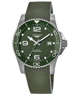 Longines HydroConquest Automatic 41mm Green Dial Rubber Strap Men's Watch l3.781.4.06.9