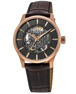 Mido Multifort Skeleton Vertigo Anthracite Dial Leather Strap Men's Watch m038.436.36.061.00