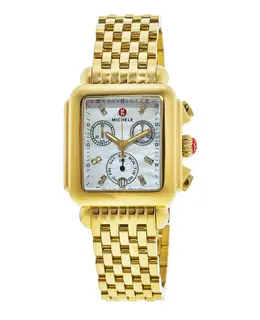 Michele Deco 18k Gold Plated Diamond Dial Women's Watch mww06a000780
