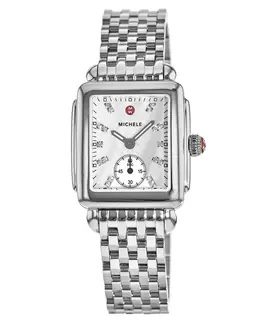 Michele Deco Mid Mother of Pearl Diamond Dial Steel Women's Watch mww06v000002