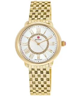Michele Serein Mid 18k Gold-Plated Diamond Dial Women's Watch mww21b000160