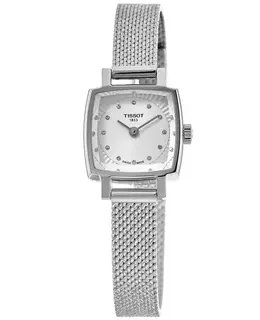 Tissot T-Lady Lovely Square Silver Diamond Dial Steel Women's Watch t058.109.11.036.00
