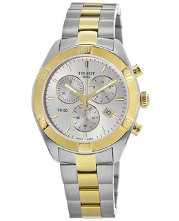 Tissot PR 100 Chronograph Silver Dial Two-Tone Stainless Steel Women's Watch t101.917.22.031.00