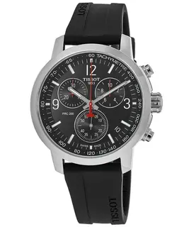 Tissot PRC 200 Quartz Chronograph Black Dial Rubber Strap Men's Watch t114.417.17.057.00