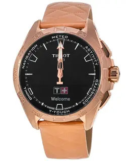 Tissot T-Touch Connect Solar Black Dial Leather Strap Men's Watch t121.420.46.051.00