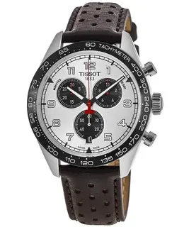 Tissot PRS 516 Chronograph Silver Dial Leather Strap Men's Watch t131.617.16.032.00