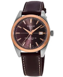 Tissot Gentleman Automatic 18K Rose Gold Bezel Brown Dial Men's Watch t927.407.46.291.00