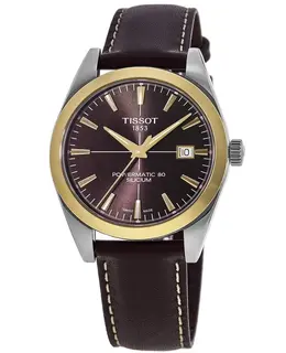 Tissot Gentleman Automatic 18K Gold Bezel Brown Dial Men's Watch t927.407.46.291.01