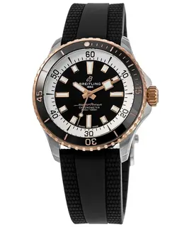 Breitling Superocean Automatic 42 Black Dial Rose Gold & Steel Rubber Strap Men's Watch u17375211b1s1
