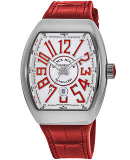 Franck Muller Vanguard White Dial Red Strap Men's Watch v 45 sc dt ac rg