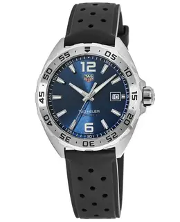 Tag Heuer Formula 1 Quartz Blue Dial Black Rubber Strap Men's Watch waz1118.ft8023