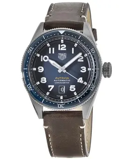 Tag Heuer Autavia Calibre 5 Chronometer Automatic Blue Dial Brown Leather Strap Men's Watch wbe5116.fc8266