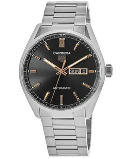 Tag Heuer Carrera Calibre 5 Day-Date Black & Gold Dial Steel Men's Watch wbn2013.ba0640