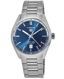 Tag Heuer Carrera Calibre 7 Twin Time Blue Dial Steel Men's Watch wbn201a.ba0640
