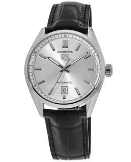 Tag Heuer Carrera Automatic Silver Dial Black Leather Strap Men's Watch wbn2111.fc6505