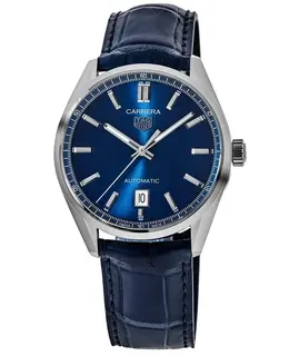 Tag Heuer Carrera Blue Dial Leather Strap Men's Watch wbn2112.fc6504